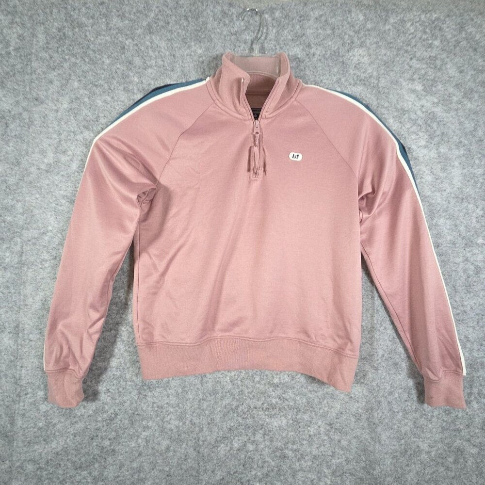 Abercrombie & Fitch Women's Long Sleeve Pullover 1/4 Zip Sweatshirt Pink Size X